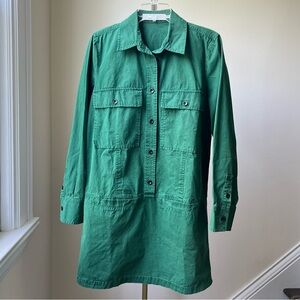 Proenza Schouler White Label washed cotton long sleeve shirtdress Spring Green 6